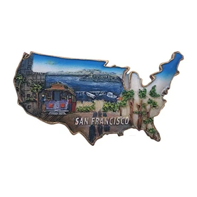 Abbildung von San Francisco USA 3D Kühlschrankmagnet Touristische Souvenirs Harz Magnetische Aufkleber Home &amp; Kitchen Dekoration aus China