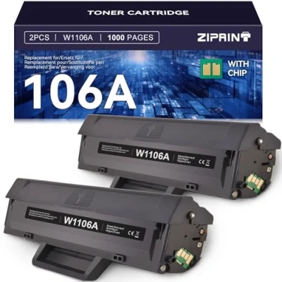 Abbildung von ZIPRINT 106A Toner Kompatibel für HP W1106A Laser MFP 135wg 107w 135w 137fnw 135a 107a 107r 135r Drucker(2 schwarz)