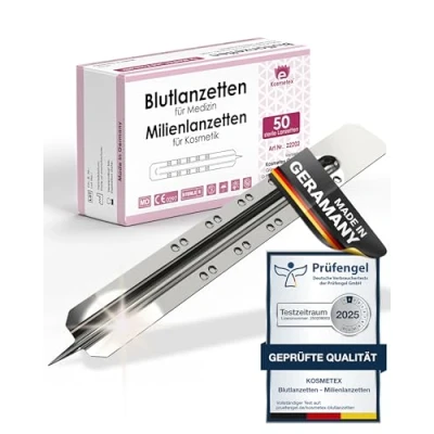 Abbildung von 50x Einweglanzette, Kosmetex Milienlanzette, Blutlanzette, sterile Stainless Steel Lanzette