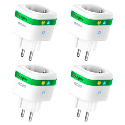 Abbildung von NOUS A7Z ZigBee Smart Steckdose mit Energieüberwachung, 16A, App &amp; Sprachsteuerung, Zeitplan Timer, Kompatibel Alexa, Google Home, Home Assistant, Tuya, Hub Erforderlich, 4 Pack