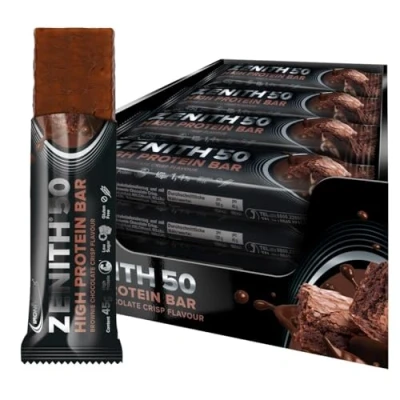 Abbildung von IronMaxx Zenith 50 High Protein Bar Brownie Chocolate Crisp 16 x 45g Eiweißriegel mit 50% Proteingehalt low carb, sugar wichtigen Aminosäuren