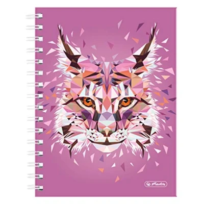 Abbildung von herlitz 50027767 Spiralboutiquebuch A5, 100 Blatt, kariert, Motiv: Wild Animals Luchs, 1 Stück