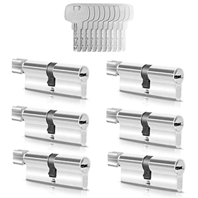 Abbildung von GERCAR 6x Knaufzylinder gleichschließend 6 Schließzylinder 40/40 inkl. 30 Schlüssel 80 mm Türschloss Zylinderschloss mit N+G Funktion gleichschliessendes 6er Set Länge: 80mm A:40 B:40