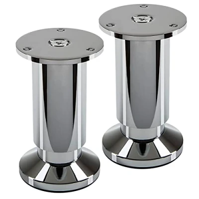 Abbildung von 2 Stück Möbelfüße TERRA Höhe 100 mm Chrom poliert Sockelfüße höhenverstellbar bis max. 15 mm, belastbar 250 kg/je Fuß von SOTECH