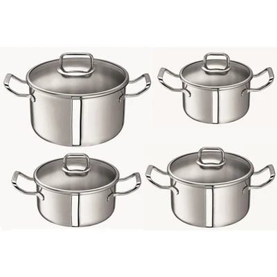 Abbildung von SCHULTE UFER Topf Set &quot;Turbo Line&quot;, Edelstahl 18/10, (Set, 8 tlg., je 1 Fleischtopf 16/20/24 cm, 1x Bratentopf 20 cm), Induktion