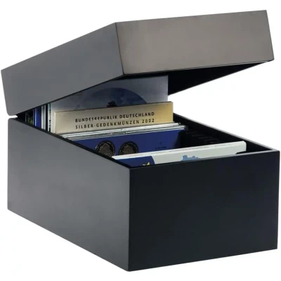Abbildung von Safe, Aufbewahrungsbox, Schwarz für PP Münzsätze 160x100 mm. (20 Stk.) Abm: 295x210x190 pro Stk.