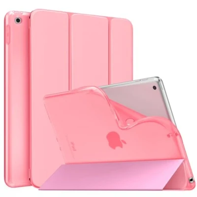 Abbildung von MoKo Hülle Kompatibel mit Neu iPad 9./8./7. Generation (2021/2020/2019), 10,2 Zoll Ständer, TPU Transluzent Matt Rückseite Cover Auto Schlaf/Aufwach Funktion, Muschelschale