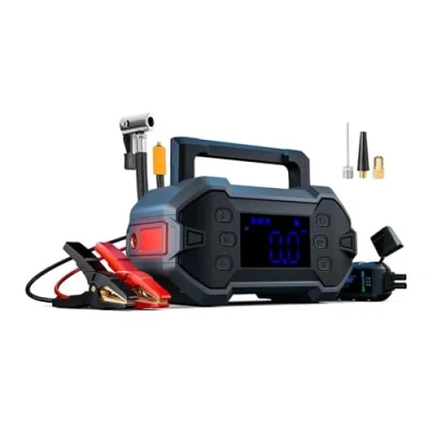 Abbildung von Starthilfe Powerbank 3000A Tragbarer 12V Starthilfekabel &amp; Booster für 8.0L Benzin/Diesel Auto Safe Jump Starter Autobatterie KFZ mit Kompressor alle Wetterlagen (GK J1206P)