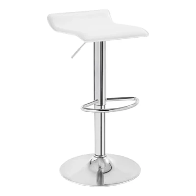 Abbildung von WOLTU BH11ws 1 Design Hocker Barhocker, stufenlose Höhenverstellung, verchromter Stahl, Antirutschgummi, pflegeleichter Kunstleder, gut gepolsterte Sitzfläche, Weiss