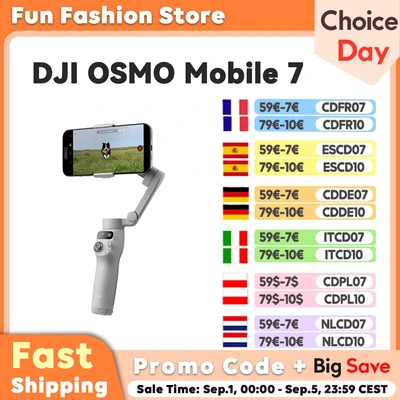 Abbildung von DJI Osmo Mobile 7 Gimbal Stabilisator für iPhone, Android, integriertes Stativ, Ultraleicht, 3 Achsen Smartphone Gimbal, ActiveTrack 7.0, ShotGuides, EIN klick Bearbeitung, 10 Std. Nutzung