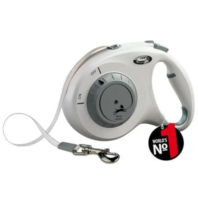 Abbildung von Flexi® Select Gurt 5 m hellgrau, zwischen 0 7 einstellbare Roll Leine für Hunde bis 25 kg