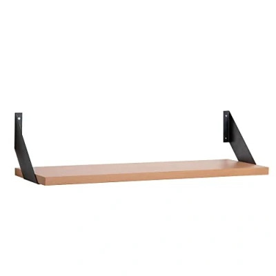 Abbildung von Wandregal mit Regalwinkeln, Regalboden Breite 60, 80 o. 100cm wählbar, T25xH2,5cm, Schweberegal versch. Farben Büroregal Wandboard Bücherregal Regal Büro, Laden, Flur (Regalboden 80cm, Buche)