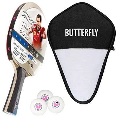 Abbildung von Butterfly 1x Timo Boll Platin 85026 Tischtennisschläger + Hülle 3x Bälle