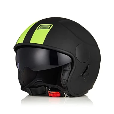Abbildung von ORIGINE Motorradhelm Jethelm Rollerhelm mit Visier ECE Zertifizierung (Basic Fluo Yellow Black,L)