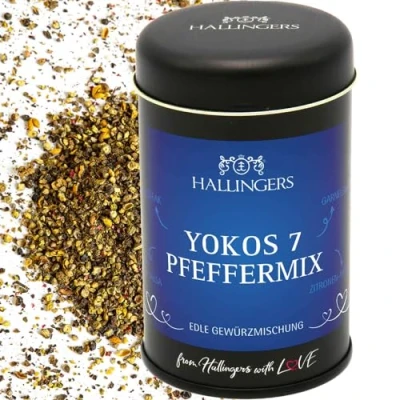 Abbildung von Hallingers Yokos Sieben Pfeffermix Premium Pfeffer für Pfeffersauce, Pilze &amp; Rinderfilet (Dose) Adventskalender Neuheiten befüllen Neues Zuhause Ruhestand Genesung