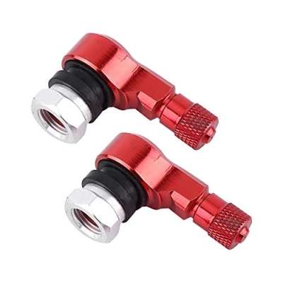 Abbildung von Motorrad Reifen Ventilschaft, Universal 11,3mm 90 Grad Aluminiumlegierung Ventilschaft Kappen 7,5 mm Gewindelänge für Standard Schlauchlose (Rot)