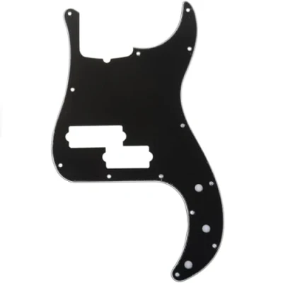 Abbildung von Musiclily Pro 5 Saiter 13 Löcher P Bass Pickguard PB style Schlagbrett für Fender American Precision Bass,3 lagig Schwarz