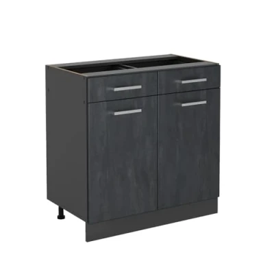 Abbildung von Vicco Küchenunterschrank R Line, Schwarz Beton/Anthrazit, 80 cm ohne Arbeitsplatte
