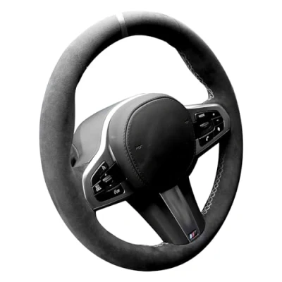 Abbildung von Alfanxi Handstich Alcantara Lenkradhülle für BMW G20 G21 F40 F44 G22 G26 G30 G31 G32 G11 G12 G13 G14 G15 G16 G01 G02 G05 G06 G07 G 29 (Weiß gestreift)