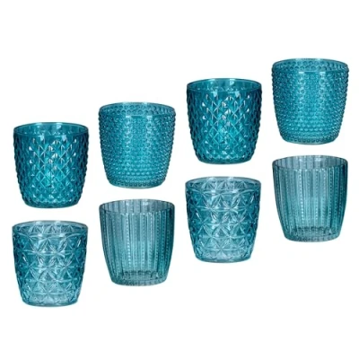 Abbildung von Levandeo® Teelichthalter, 8er Set Windlicht H7,5cm Glas Türkis Teelichthalter Tischdeko Kerzen