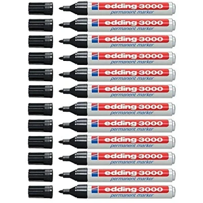 Abbildung von edding 3000 Permanentmarker, 1,5 3 mm, Nachfüllbar (12er Pack, Schwarz)
