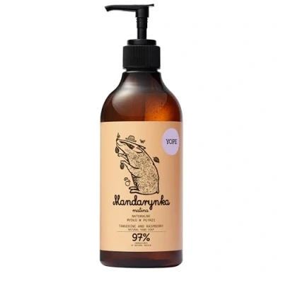Abbildung von YOPE Flüssigseife, Mandarine &amp; Himbeere, 98% aus natürlichen Zutaten, pH neutral, Glycerin, Allantoin und Provitamin B5, sanften Reinigung der Hände, 500 ml