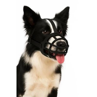 Abbildung von Maulkorb Hund mittlere Hunde Silikon verstellbar weich komfortabel für Training, Spaziergang &amp; Tierarzt Flamingo Benzo L