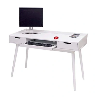 Abbildung von Mendler Schreibtisch HWC A70b, Bürotisch Computertisch, MDF 120x55cm weiß