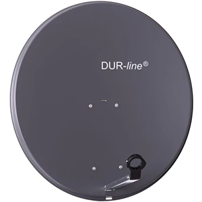 Abbildung von DUR line MDA 80cm Anthrazit Aluminium Satellitenschüssel mit LNB Feedhalterung Sat Antenne Spiegel Anlage [Digital, Camping, Astra 19,2, DVB S/S2, Full HD, 4K, 3D]
