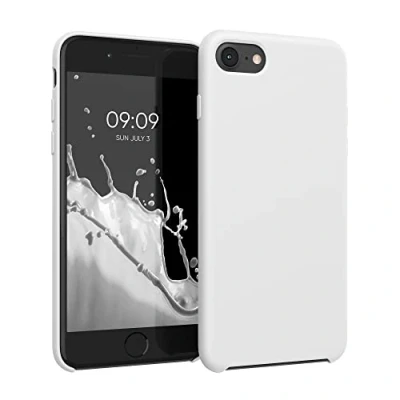 Abbildung von kwmobile Hülle kompatibel mit Apple iPhone SE (2022) / (2020) 8 7 Silikon Handy Case Handyhülle weiche Oberfläche kabelloses Laden Weiß