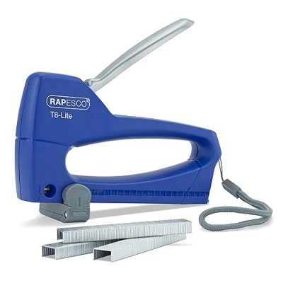 Abbildung von Rapesco 0955 Germ Savvy Antibakterieller T8 Lite Tacker mit 300 13/6mm Heftklammern, Blau/Chrom