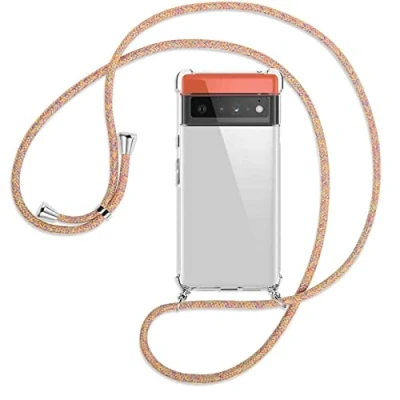 Abbildung von mtb more energy® Handykette kompatibel mit Google Pixel 6 Pro (6.67&#039;&#039;) Rainbow Smartphone Hülle zum Umhängen Anti Shock Full TPU Case