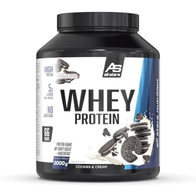 Abbildung von Neu All Stars Whey Protein 2000g I Eiweiß Pulver mit Konzentrat &amp; Isolat leckeres Low Fat Powder hochwertiges cremiger Shake (2 kg, Cookies Cream)
