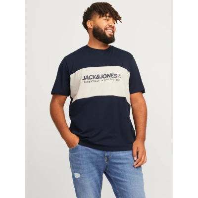 Abbildung von Jack &amp; Jones Jjelegacy Blocking TEE Oneck Tshirt print, Herren, Größe: 4XL, Navy blazer