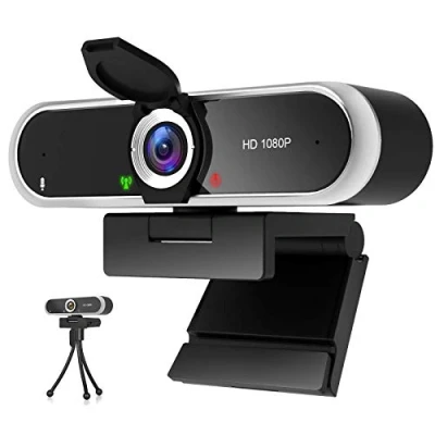 Abbildung von Webcam 1080P mit Mikrofon und Abdeckung, Stativ, Plug &amp; Play, automatischer Lichtkorrektur, für Laptop, PC, Desktop, Live Streaming, Videoanruf, Konferenz, Online Unterricht, Spiel