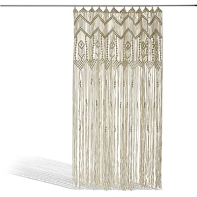 Abbildung von Loberon Gardine Jael Mit Makramee Knüpfmuster Für Terrassentüren &amp; Durchgänge 100% Baumwolle 250 x 140 cm, beige