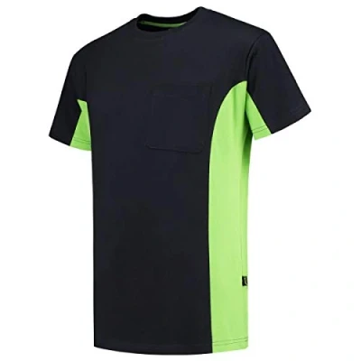 Abbildung von Tricorp 102002 Workwear Bicolor Brusttasche T Shirt, 100% Gekämmte Baumwolle, 190g/m², Navy Lime, Größe XXL