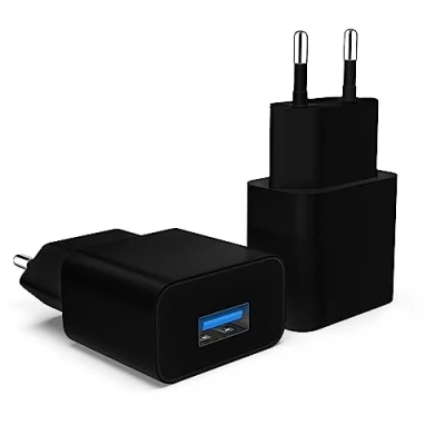 Abbildung von MyGadget 2X Universal Ladegerät USB Ladestecker Adapter (5V 2A) Netzteil kompatibel mit u.a. Apple iPhone 15 Plus 14 Pro Max 13 Mini Samsung S24 Schwarz