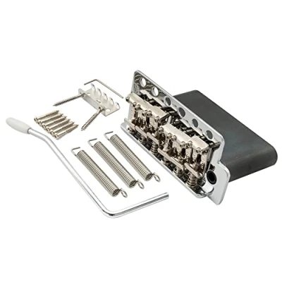 Abbildung von Wilkinson 54mm 6 Schrauben Vintage Tremolo Bridge Steg Vollstahl Block für USA Strat und Japan E Gitarre, Chrom