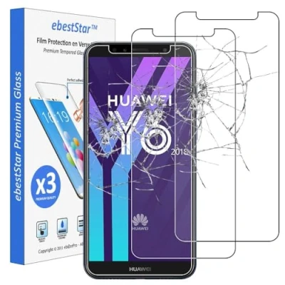 Abbildung von ebestStar kompatibel mit Huawei Y6 2018 Panzer Schutz Glas (x3 Stück) Schutzfolie, 9H gehärte Schutzglas, HD Displayschutz, Ultrabeständig