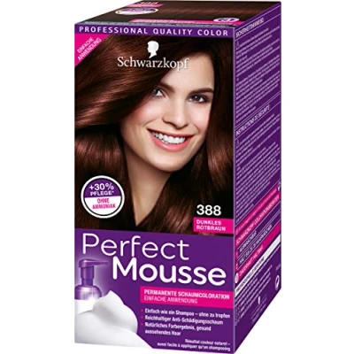 Abbildung von Schwarzkopf Perfect Mousse Permanente Schaumcoloration, 388 Dunkles Rotbraun Stufe 3, 3er Pack (3 x 93 ml)