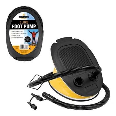 Abbildung von Milestone Camping 85830 Tragbare Luftpumpe Blasebalg Fußpumpe Ballons Schwimmreifen aufblasbar aufblasen aufpumpen, Gelb, 5 Liter