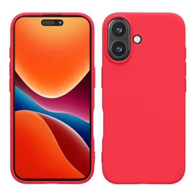 Abbildung von kwmobile Hülle kompatibel mit Apple iPhone 16 weiches TPU Silikon Case Cover geeignet für kabelloses Laden Neon Pink