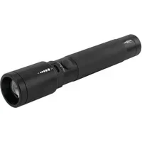 Abbildung von ANSMANN LED Taschenlampe in schwarz T400FR / wiederaufladbare Outdoor Leuchte mit stufenloser Fokussierung 400 Lumen &amp; 4 Funktionen spritzwassergeschützt inkl 18650 Akku über Micro USB ladbar