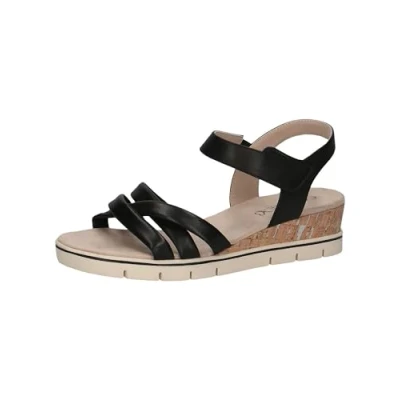 Abbildung von CAPRICE Damen Sandalen mit Absatz aus Leder Fußbett, Schwarz (Black Nappa), 39 EU