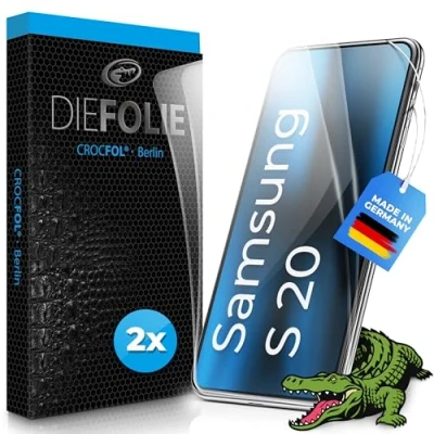Abbildung von Crocfol Schutzfolie vom Testsieger [2 St.] kompatibel mit Samsung Galaxy S20 selbstheilende Premium 5D Langzeit Panzerfolie (Casefit)