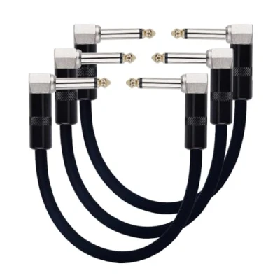 Abbildung von Rayzm Gitarren Klinkenpatchkabel, Geräuschlos für Gitarreneffekte, 6,35 mm Instrument Patch Kabel Gitarre/Bass Effektpedale (3er Pack)