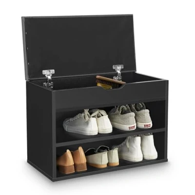 Abbildung von Juskys Schuhregal, mit Klappdeckel, für 6 Paare, kratzfeste Oberfläche, bis 150 kg