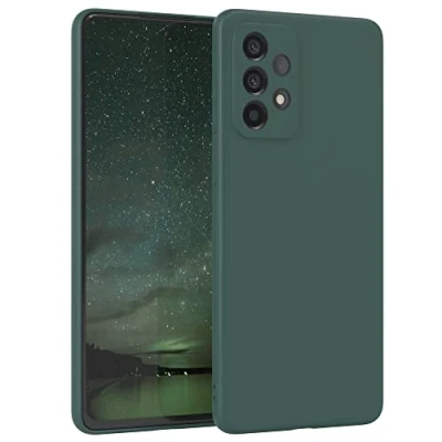 Abbildung von EAZY Case Silikonhülle für Samsung Galaxy A73 5G Hülle Silikon Grün weich stoßfeste Handyhülle Schutzhülle mit Kameraschutz Dünn Premium Schutz Cover TPU Phone Bumper in Piniengrün
