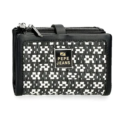 Abbildung von Pepe Jeans Lana Geldbörse mit schwarzem Kartenhalter 14,5x9x2 cm Kunstleder